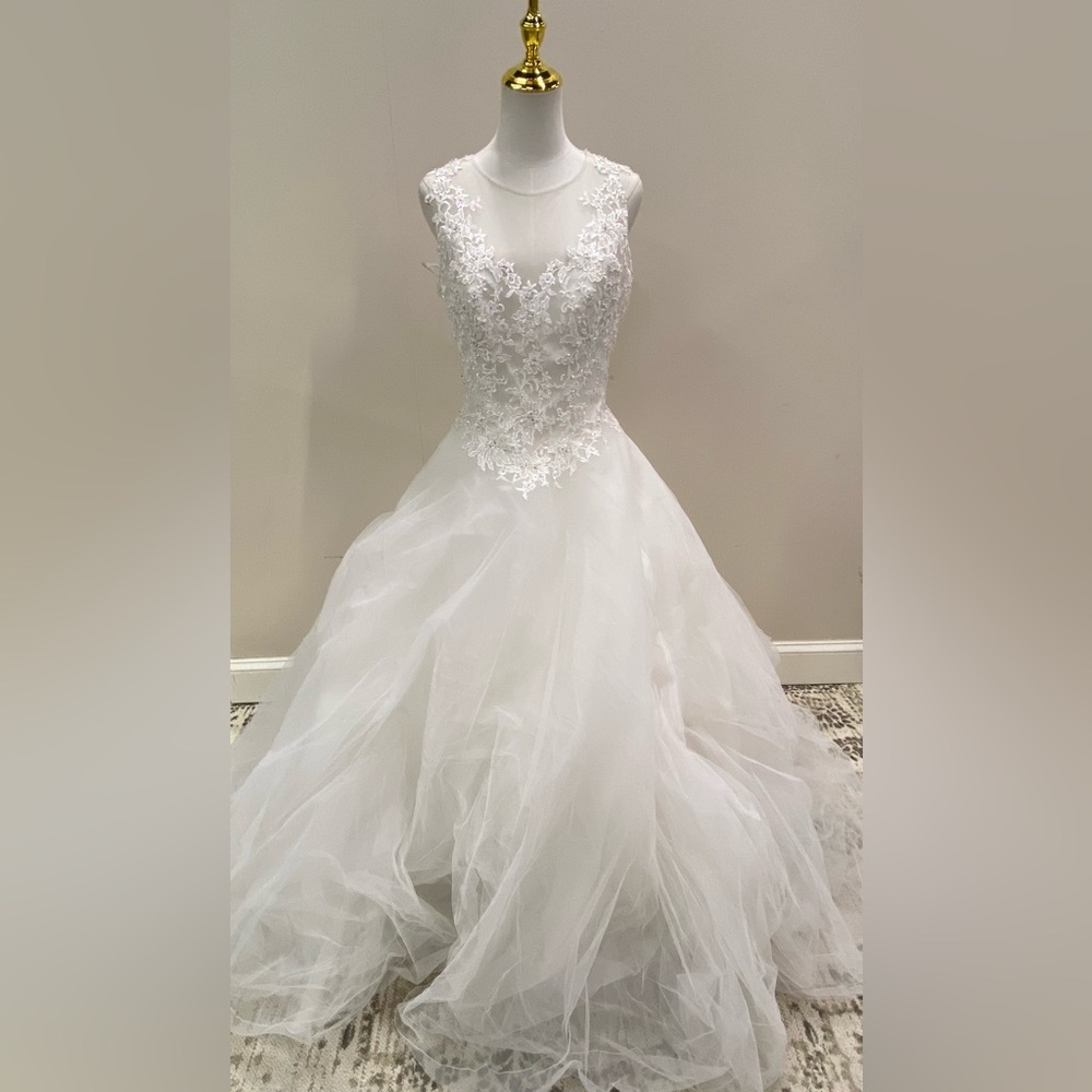 White Tiered Halter Embellished Bridal Gown